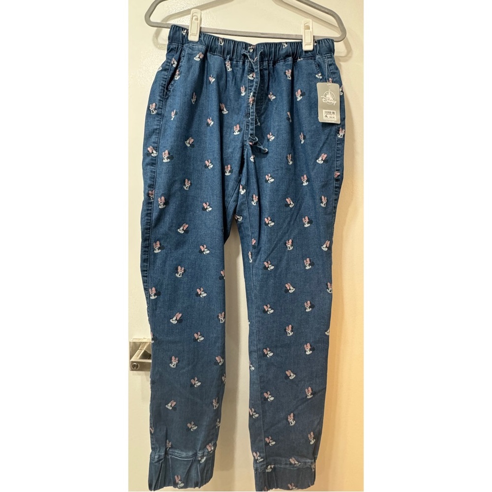 Disney Minnie Mouse Print Denim Joggers - SIZE M - NWT - RARE Find